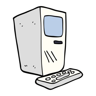 çizgi film doodle ofis bilgisayarı