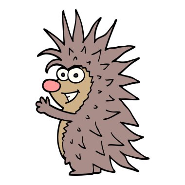 çizgi film doodle dikenli kirpi
