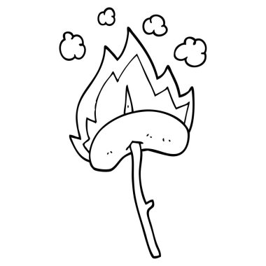 Sosisli sandviç çizgi çizim karikatür