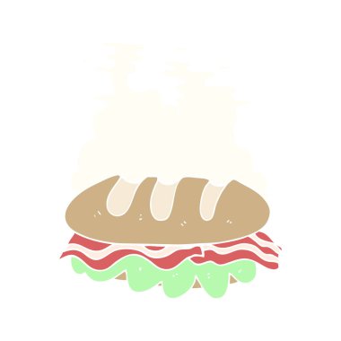 büyük sandviç düz renkli çizimi