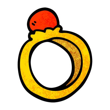 Grunge dokulu illüstrasyon karikatür nişan yüzüğü