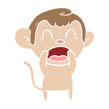 düz renk stil karikatür maymun bağırarak