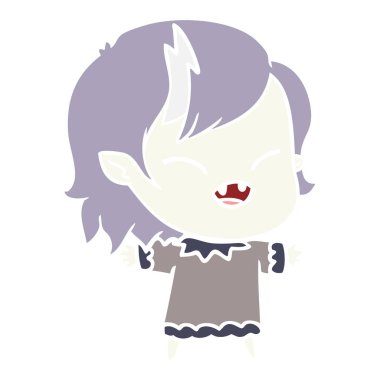 düz renk tarzı çizgi film gülen vampir kız