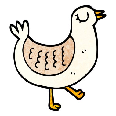 dokulu grunge illüstrasyon karikatür kuş