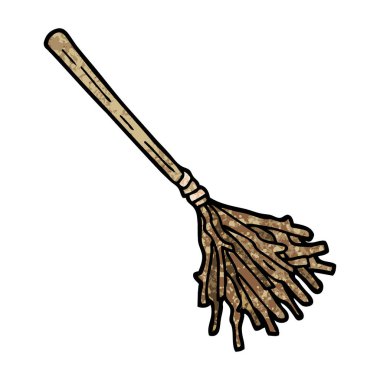 Grunge dokulu illüstrasyon karikatür cadılar süpürge
