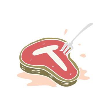 düz renk tarzı çizgi film biftek