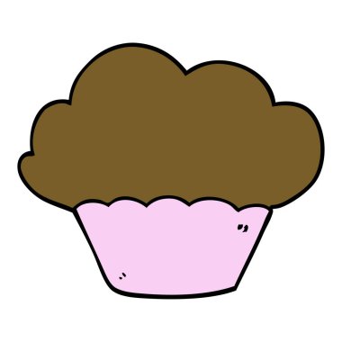 düz renk tarzı çizgi film cupcake 