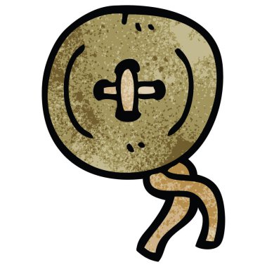 çizgi film doodle eski ahşap düğme 