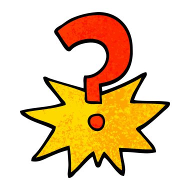 Grunge dokulu illüstrasyon karikatür soru işareti