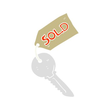 Yeni evin anahtarı düz renkli çizimi