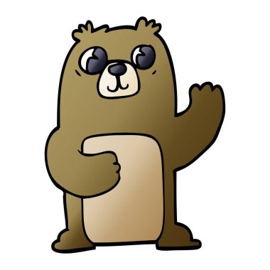 Doodle geniş gözlü ayı çizgi film