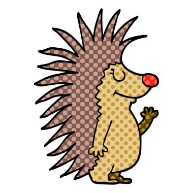 çizgi film doodle dikenli kirpi