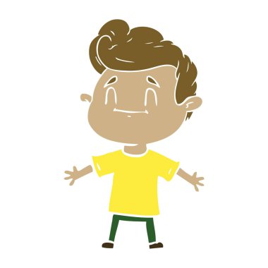 mutlu düz renk tarzı çizgi film adam