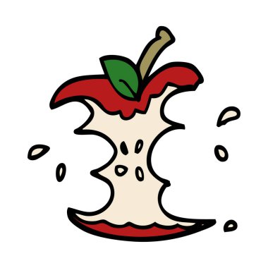 çizgi film doodle sulu ısırıldı elma