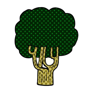 çizgi film doodle çiçek açan ağaç