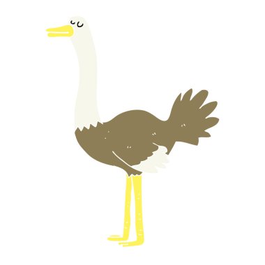 Devekuşu düz renkli çizimi