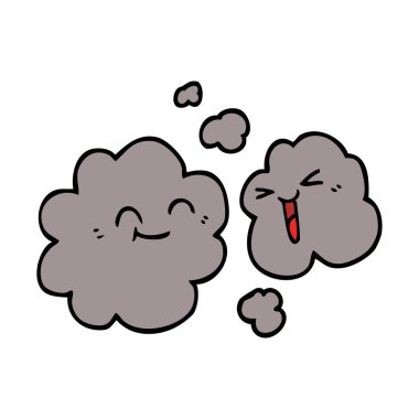 çizgi film doodle mutlu gri duman