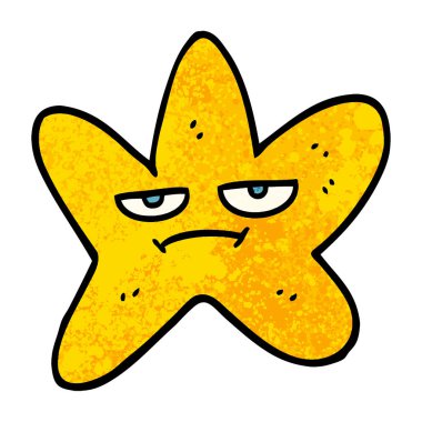 dokulu grunge illüstrasyon karikatür yıldız balık