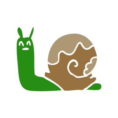 Beyaz arka plan, vektör, illüstrasyon izole karikatür doodle salyangoz düz simgesi