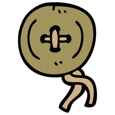 çizgi film doodle eski ahşap düğme 