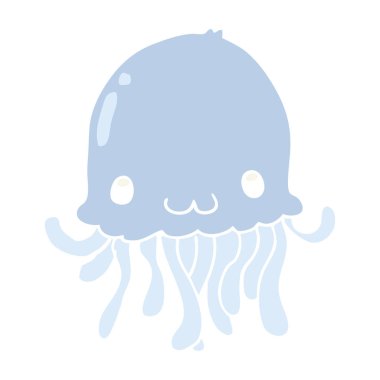 düz renk tarzı çizgi film denizanası