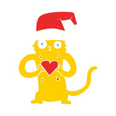 Noel seven kedi düz renkli çizimi