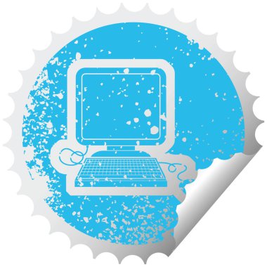 fare ile bir bilgisayarın sıkıntılı etiket simge tasarlamak