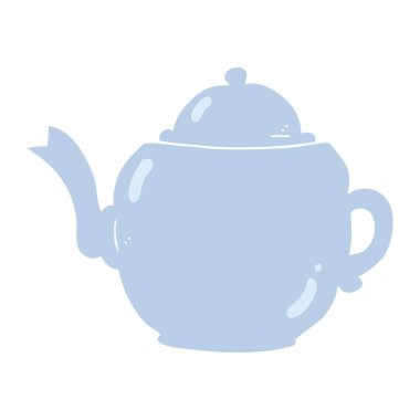 Çaydanlık düz renkli çizimi