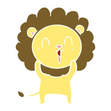 gülen aslan düz renk stil çizgi film