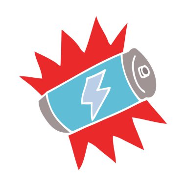 Pil tam olarak şarj karikatür doodle