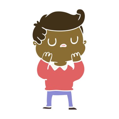 düz renk tarzı çizgi film uzak adam düşünüyor