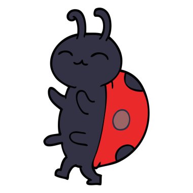 sevimli çizgi doodle uğur böceği