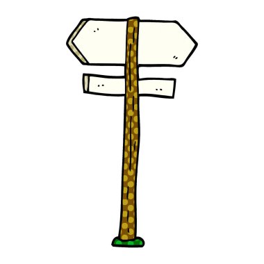 çizgi film doodle yön işareti mesajını boyalı.