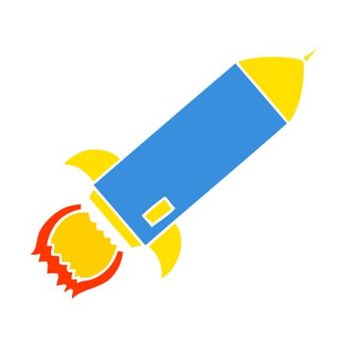 düz renk tarzı çizgi film roket