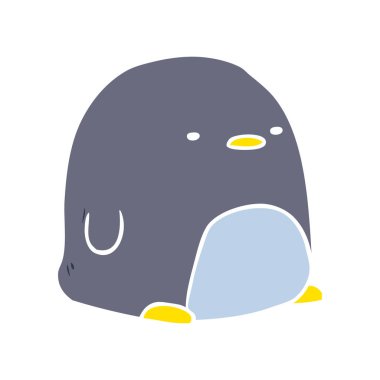 sevimli düz renk stil karikatür penguen