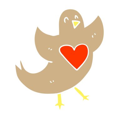 aşk kalp karikatür doodle kuşla