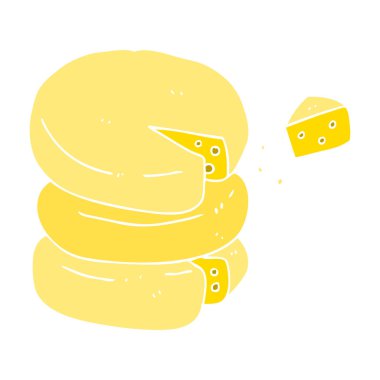 peynir tekerlek düz renkli çizimi