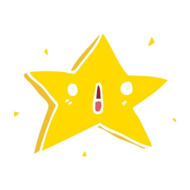 sevimli düz renk stil çizgi film yıldız