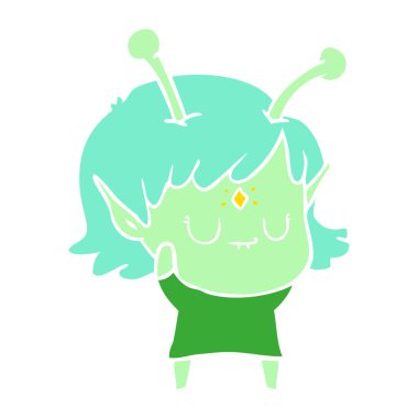 düz renk tarzı çizgi film yabancı kız