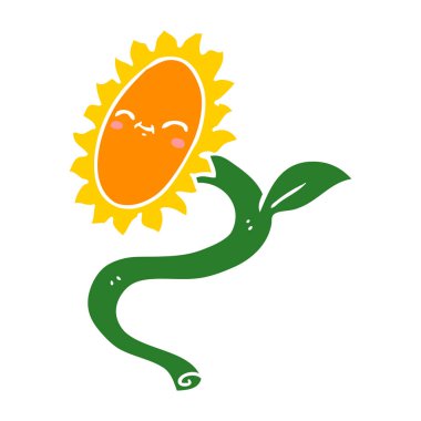 düz renk tarzı çizgi film ayçiçeği