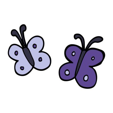 Beyaz arka plan, vektör, illüstrasyon izole karikatür doodle kelebek düz simgesi