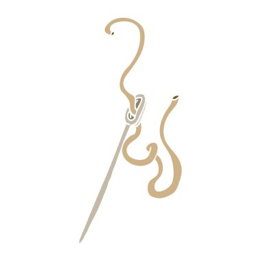 düz renk illüstrasyon karikatür iğne ve iplik