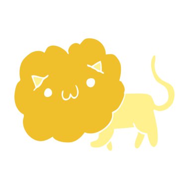 düz renk tarzı çizgi film aslan