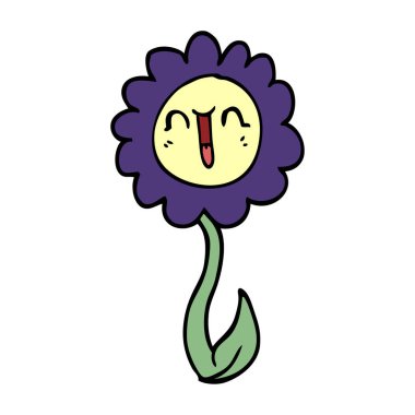 çizgi film doodle mutlu çiçek