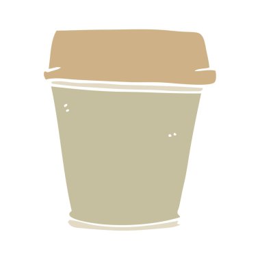 düz renk stil çizgi film kahve almak