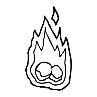 kömürlerin yanma çizim karikatür