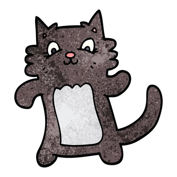 Desenho Animado Doodle Gato Feliz — Vetor de Stock