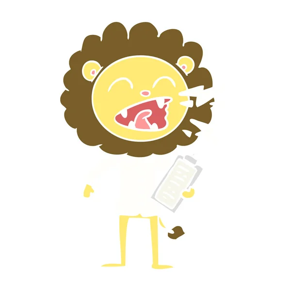 Flache Farbe Stil Cartoon Brüllenden Löwen Arzt — Stockvektor
