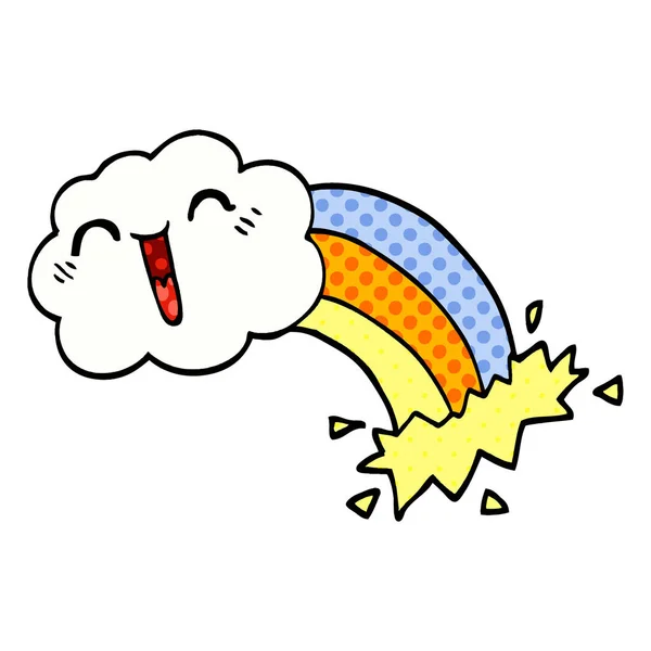 Cartoon Doodle Happy Cloud Rainbow — Stock Vector