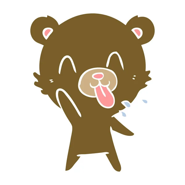 Rude Flat Color Style Cartoon Bear — Stock Vector